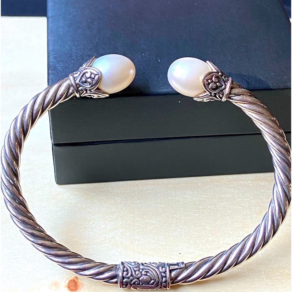 Huge pearls Cable Bangle bracelet 925 bracelet price of the pearl only